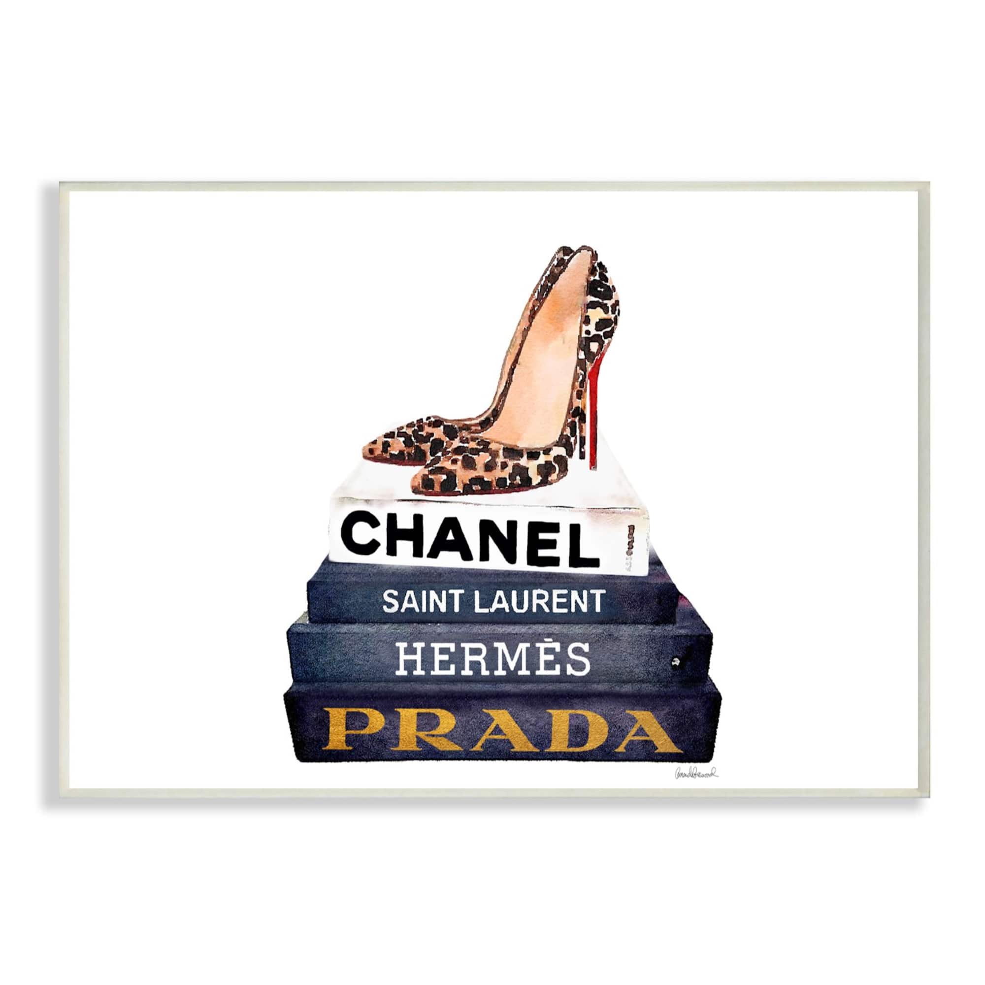 Stupell Industries Glam Fashion Book Set & Leopard Pumps Heels Wall Plaque